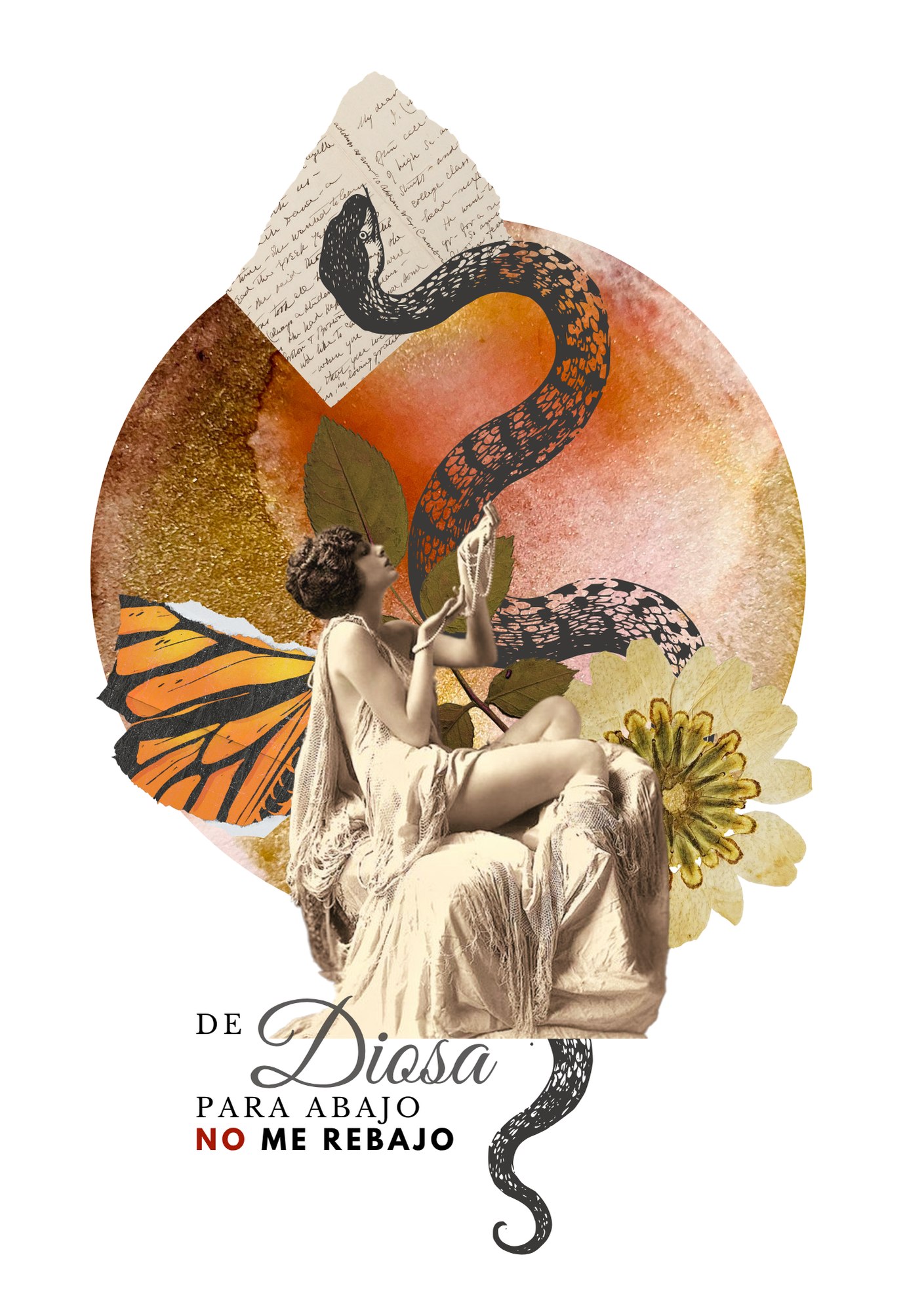La Diosa y las Serpientes, collage digital de Laura Serradilla